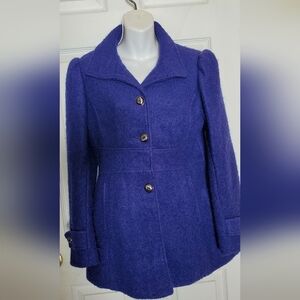  Kenneth Cole New York Wool Blend Peplum Peacoat Royal Blue Women's size 6 reg